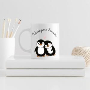 Mug personnalisé - Pingouins amoureux