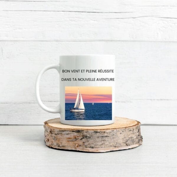 Mug céramique personnalisé - Bon vent et réussite