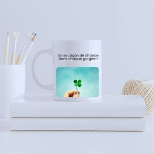 Mug céramique personnalisé - Chance et trèfle à quatre feuilles