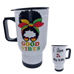 Mug Isotherme – "I Love My Life & Good Vibes", Votre Dose d'Énergie Positive