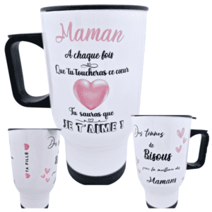 Mug Isotherme – "Je t’aime Maman", un Cadeau Rempli d’Amour