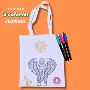 tote bag éléphant mandala unique à colorier